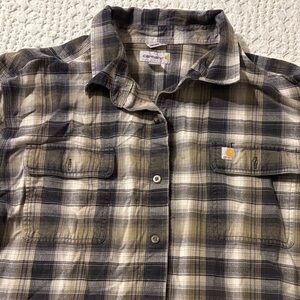 Carhartt Checkered Flannel Shirt in Black and Tan, size 2XL